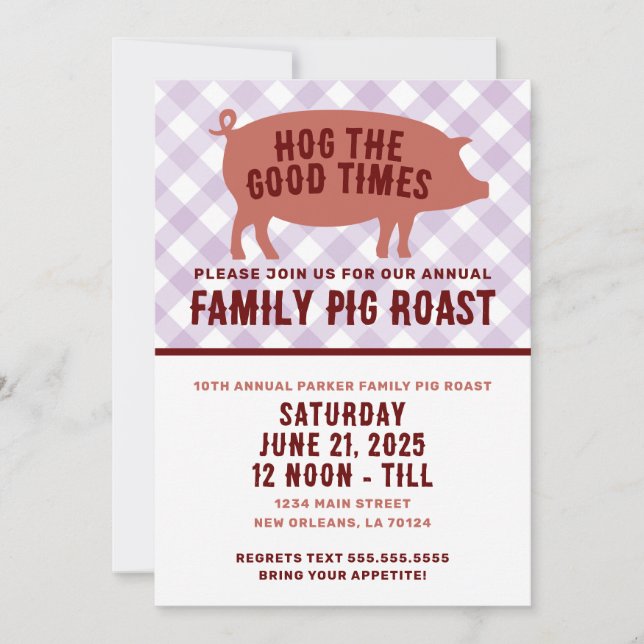 Invitation Cochon grillé pour des bons moments (Devant)