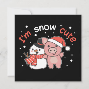Invitation Cochon Je Suis Neige Mignon Bonhomme de