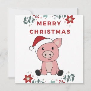 Invitation Cochon Joyeux Noël Animaux Cochons