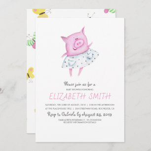 Invitation Cochon mûr  C'est un Baby shower féminin