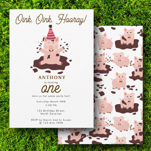 Invitation Cochons mignons jouant dans la ferme d'animaux de
