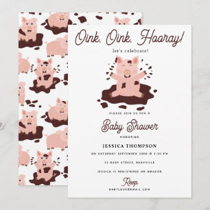 Invitation Cochons mignons jouant dans la ferme d'animaux de
