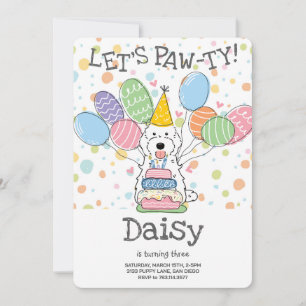 Invitation Cockapo blanc Cavapoo Chien fête d'anniversaire