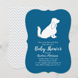 Invitation Cocker Spaniel Chien Baby shower Garçon Bleu