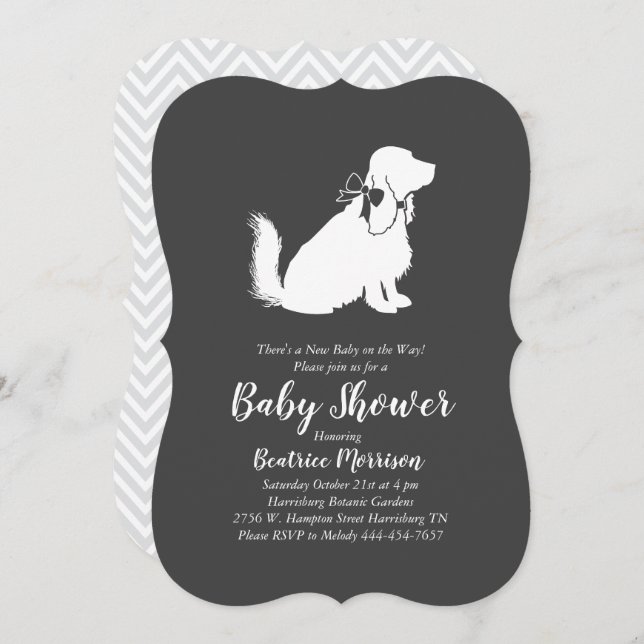 Invitation Cocker Spaniel Chien Baby shower Genre Neutre (Devant / Derrière)