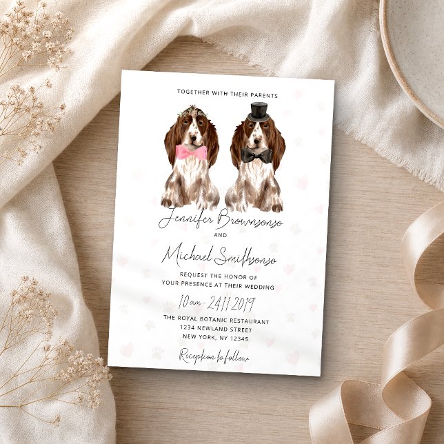 Invitation Cocker Spaniel pattes coeurs chien mariage (Créateur téléchargé)