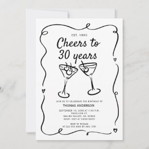 Invitation Cocktail à main 30ème, 40ème, 50ème, Anniversaire