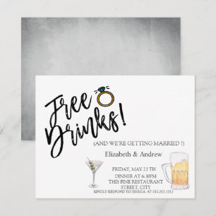 Invitation Cocktail Aquarelle, Bière, Boissons Gratuites Mari