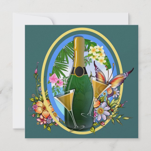 Invitation Cocktail au champagne Paradise Beach - SRF (Devant)