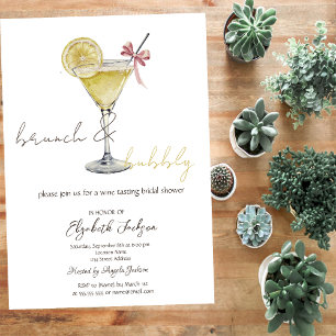 Invitation Cocktail au citron pailleté gouttes brunch bulle