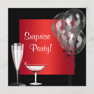 Invitation Cocktail Ballons Red Surprise Birthday Party