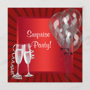 Invitation Cocktail Ballons Red Surprise Birthday Party