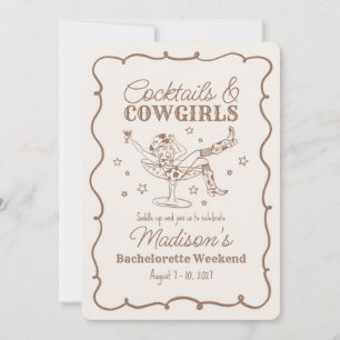 Invitation Cocktail Beige et Cowgirls Nash Bash Bachelorette