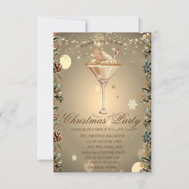 Invitation Cocktail Branches de pain d'épice Compagnie de Noë (Devant)