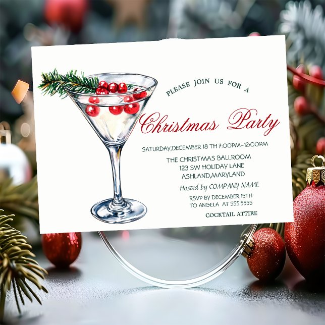 Invitation  Cocktail Branches de Pin Noël Entreprise  (Créateur téléchargé)