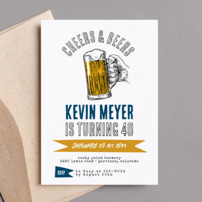 Invitation Cocktail Cheers & Bières N'importe quel âge fête d (Créateur téléchargé)