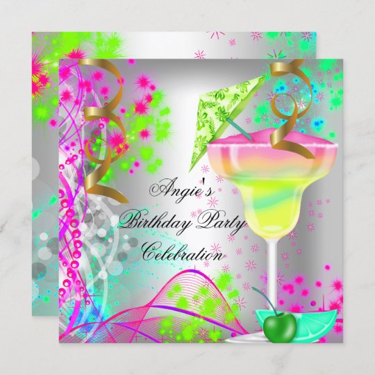 Invitation Cocktail Colore Rose De Fete D Anniversaire D Ete Zazzle Fr