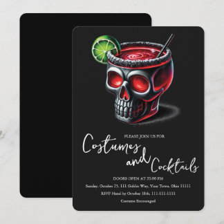 Invitation Cocktail crâne gothique et costumes Halloween