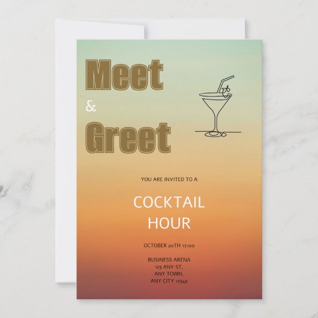 Invitation Cocktail d'affaires Dégradé Coucher de  (Devant)