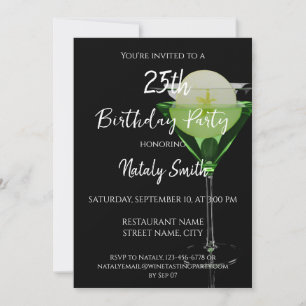 Invitation Cocktail d'appletini vert avec tranche de pomme