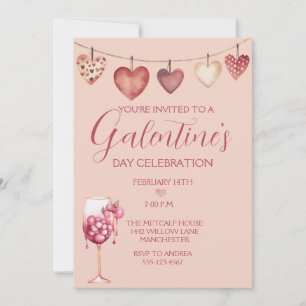 Invitation Cocktail d'aquarelle festive de la Saint-Galentin