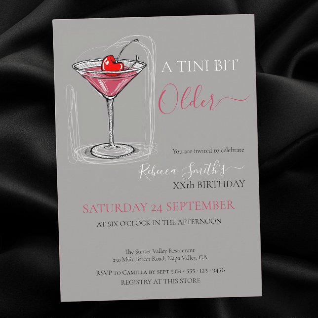 Invitation Cocktail de cerise Un peu plus vieux doodle annive (Créateur téléchargé)