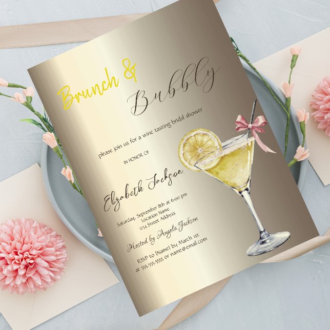 Invitation Cocktail de champagne au citron pour enterrement d (Créateur téléchargé)