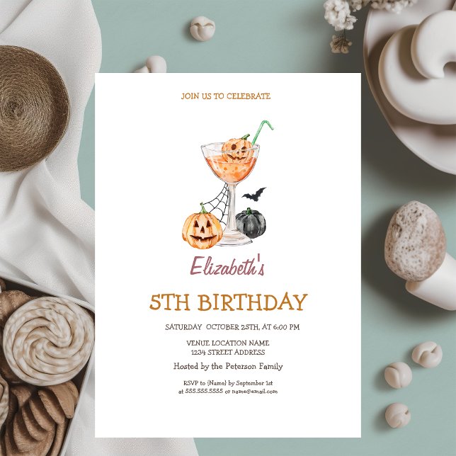 Invitation Cocktail de citrouille à l'aquarelle Halloween Fêt (Créateur téléchargé)