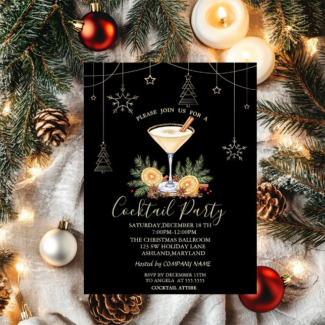 Invitation Cocktail de décoration de Noël Orange Noël  (Créateur téléchargé)
