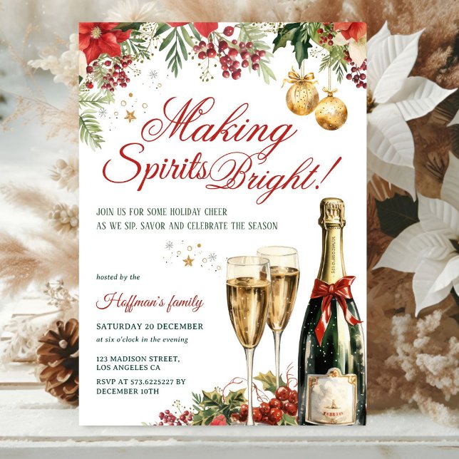 Invitation Cocktail de fête de Noël Making Spirits Bright (Créateur téléchargé)