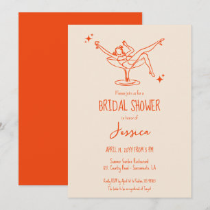 Invitation Cocktail de Fête des mariées rétro fantaisie dessi