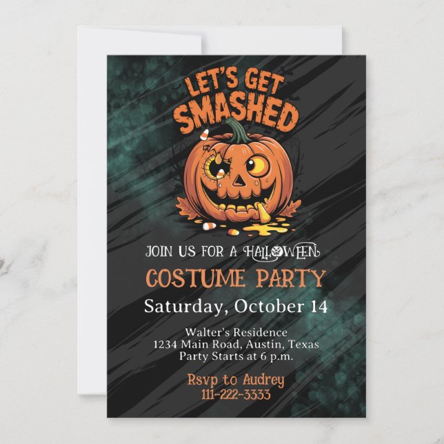 Invitation Cocktail de la Nuit de Peur de la Fête d'Halloween (Devant)