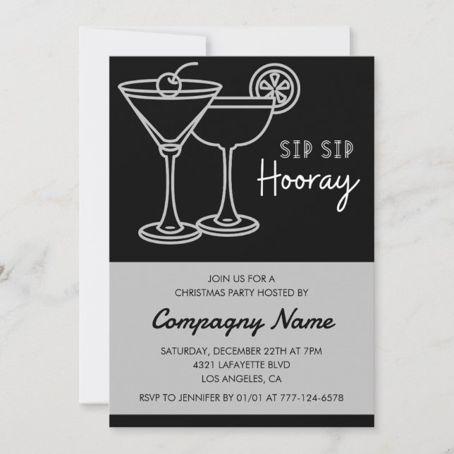 Invitation Cocktail de la soirée de Noël de la compagnie noir (Devant)