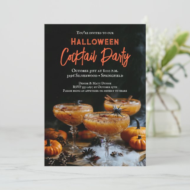 Invitation Cocktail de Martinis araignées Soirée Halloween (Debout devant)