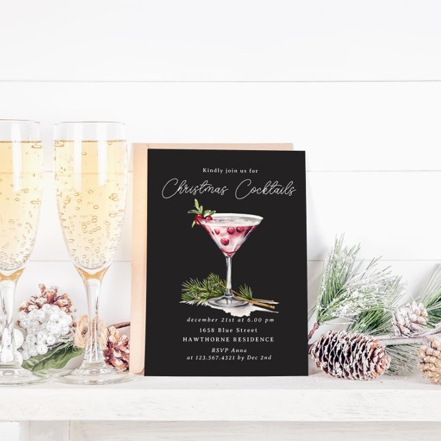 Invitation Cocktail de Noël et soirée élégante (Créateur téléchargé)