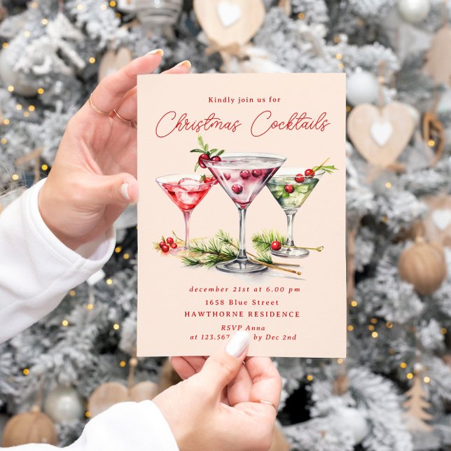 Invitation Cocktail de Noël et soirée élégante (Créateur téléchargé)