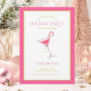 Invitation Cocktail de Noël Fête de Fêtes Rose Gold