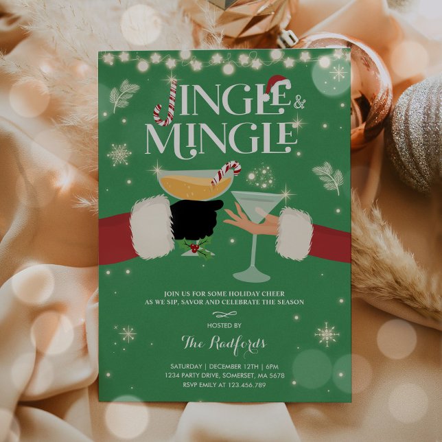 Invitation Cocktail de Noël Jingle Et Mingle (Créateur téléchargé)