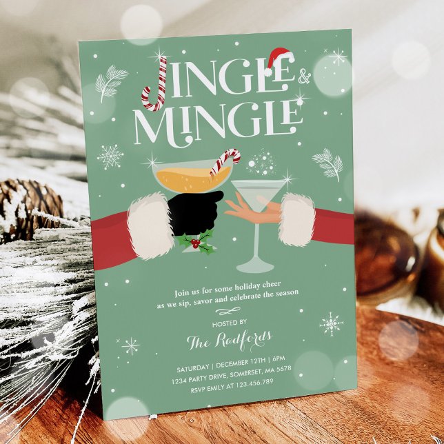 Invitation Cocktail de Noël Jingle Et Mingle (Créateur téléchargé)