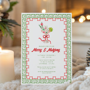 Invitation Cocktail de Noël Mahjong Merry aquarelle Party