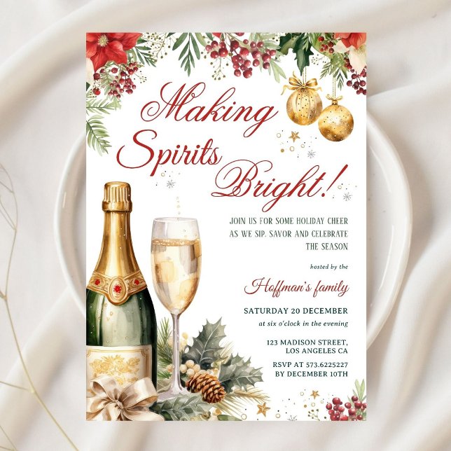 Invitation Cocktail de Noël Making Spirits Bright (Créateur téléchargé)