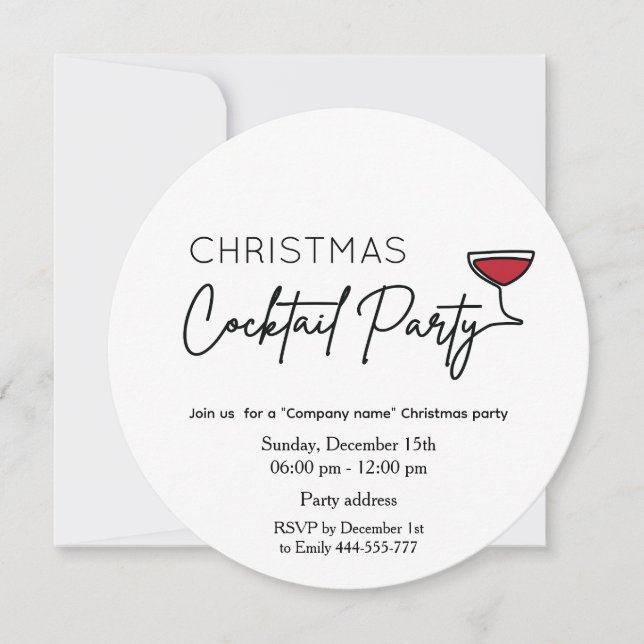 Invitation Cocktail de Noël minimaliste entreprise (Devant)