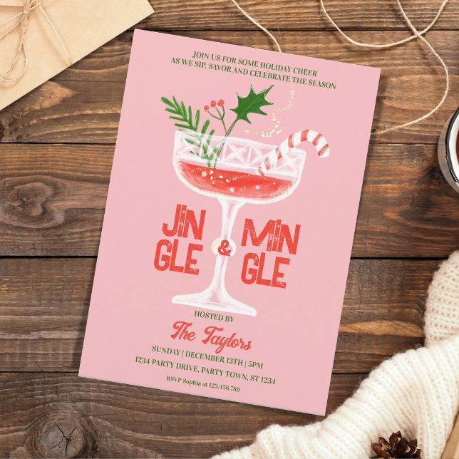Invitation Cocktail de Noël rustique Jingle et Mingle (Créateur téléchargé)