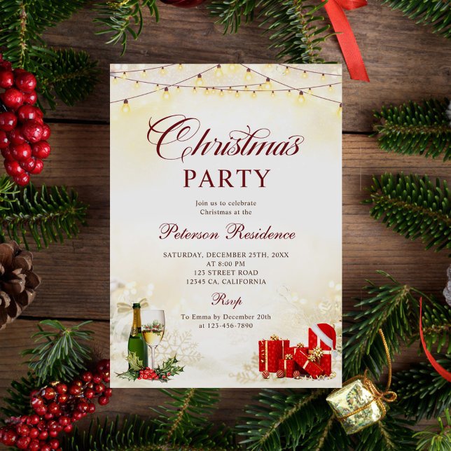 Invitation Cocktail de Parties scintillant de Noël (Créateur téléchargé)