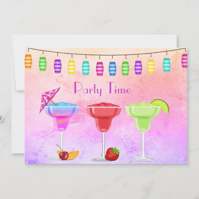 INVITATION COCKTAIL DE PLAGE TOUTES OCCASIONS FÊTE PASTEL (Devant)