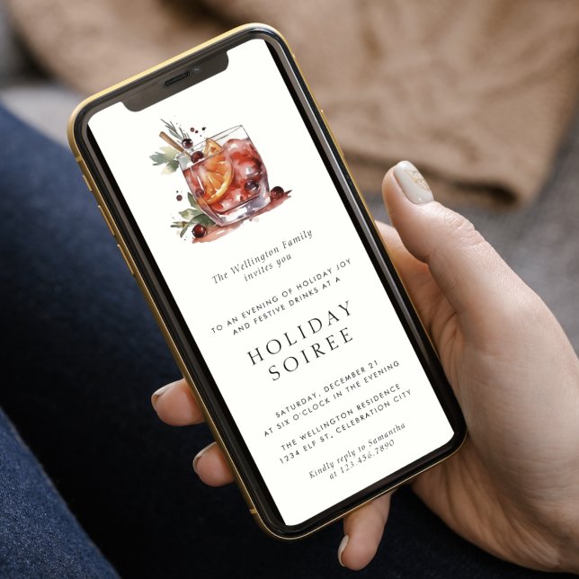 Invitation Cocktail de vacances Festive moderne fête de Noël (Créateur téléchargé)