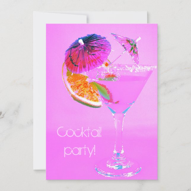 Invitation Cocktail décoré de parapluies de cocktails (Devant)