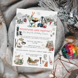 Invitation Cocktail d'hiver Montagnes et soirée Martini