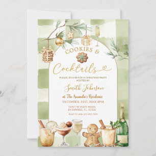 Invitation Cocktail et cookies d'hiver au Gingham aquarelle