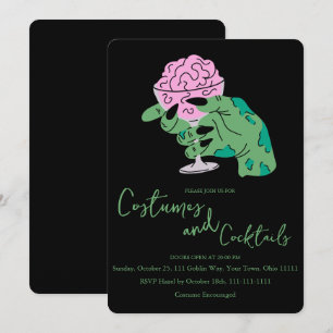 Invitation Cocktail et costumes de cerveau de main de zombie